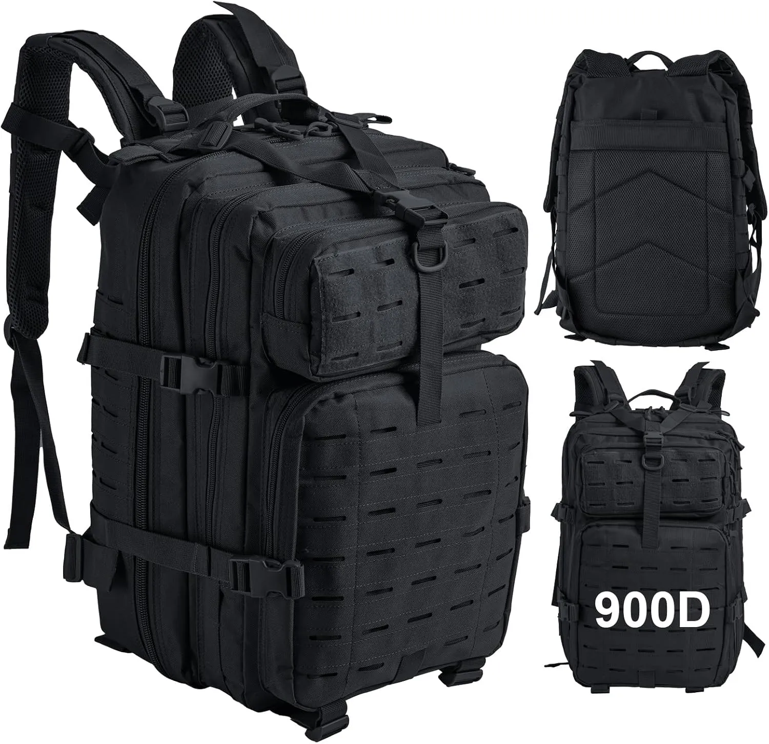 Goture Military Tactical Backpack, 45L Large Army Tactical Back Pack, 900D Waterproof 3 Day Molle Assault Pack Bug Out Bag for Men Outdoor Hiking Hunting Camping Rucksack Daypack Black