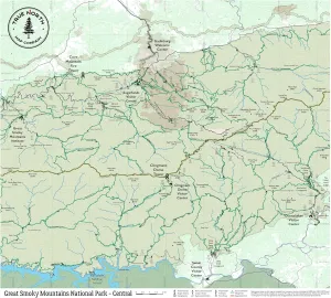 Great Smoky Mountains Map - Central – Waterproof, Durable Cloth Map for Hiking and Camping by True North Map Company