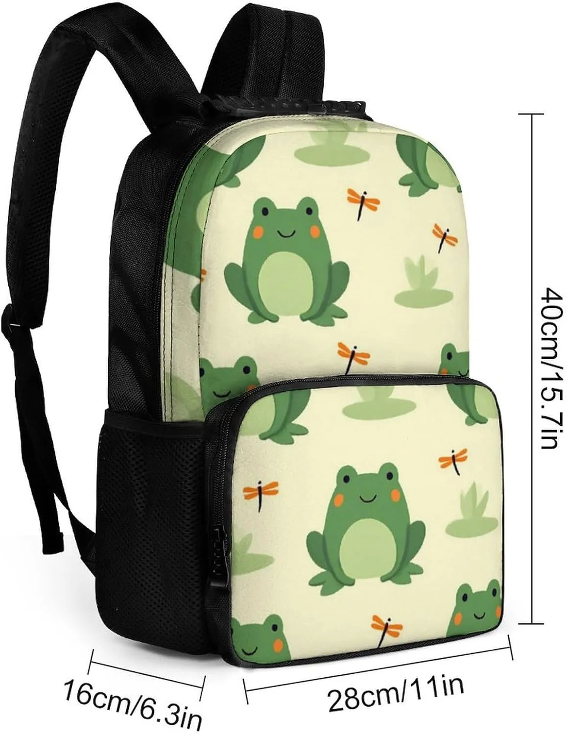 Green Frog Animal Cute Frogs Daypack Polyester Anti-Theft Multipurpose Bookbag Big Capacity Gym Outdoor Hiking Backpack With Adjustable Shoulder Straps