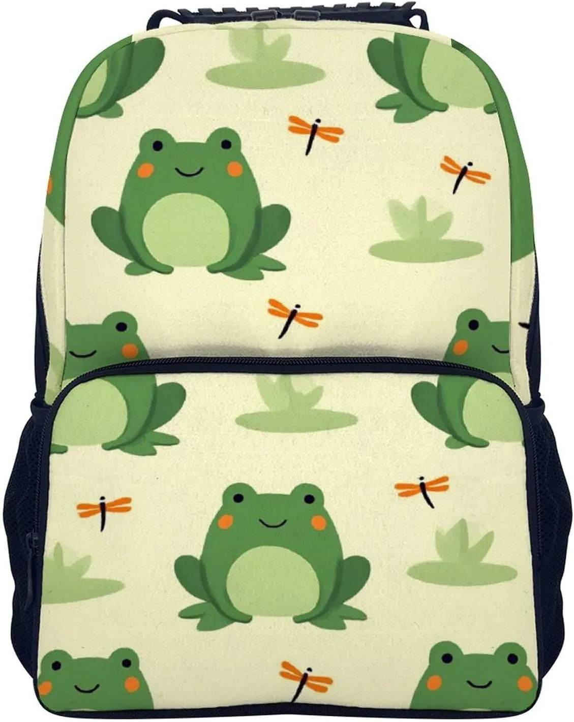 Green Frog Animal Cute Frogs Daypack Polyester Anti-Theft Multipurpose Bookbag Big Capacity Gym Outdoor Hiking Backpack With Adjustable Shoulder Straps