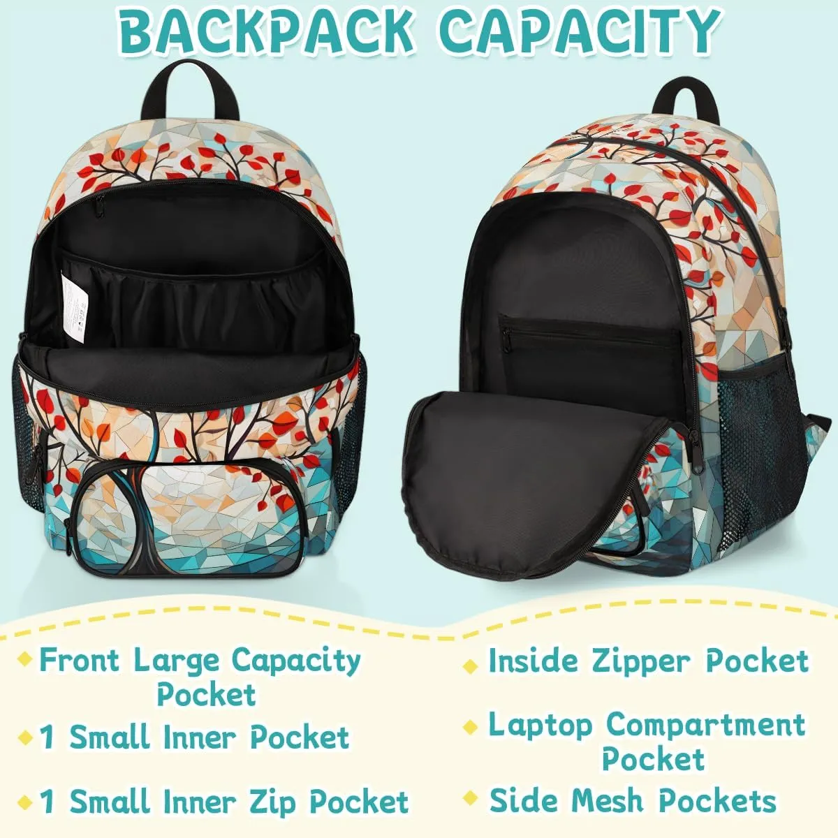 Green Leaves Carry on Travel Backpack for Women Men Water resistant Lightweight Rucksack Backpack for Weekender Casual Work Hiking Watercolor Herbs