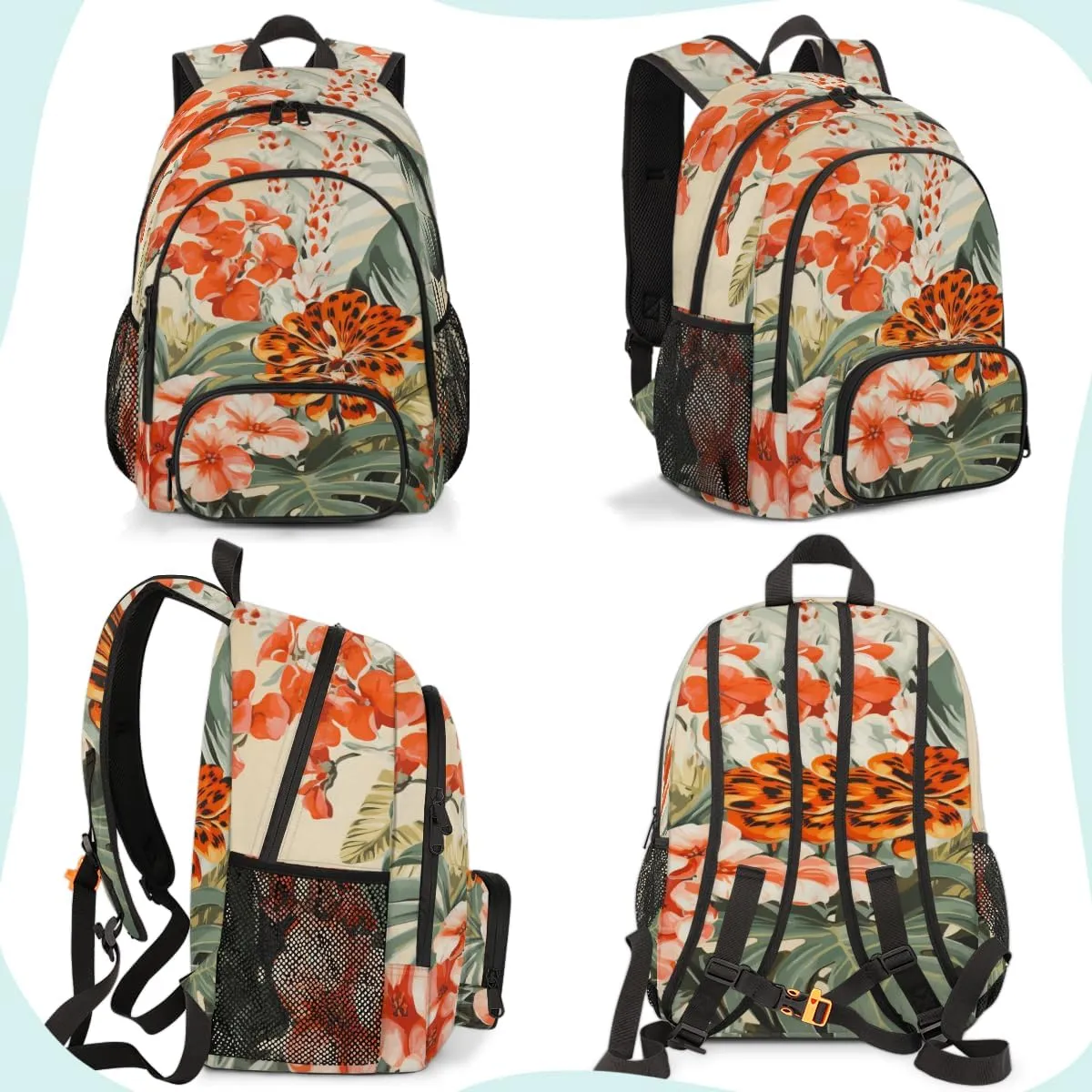 Green Tropical Leaf Carry on Travel Backpack for Women Men Water resistant Lightweight Rucksack Backpack for Weekender Casual Work Hiking Tropical Leaves