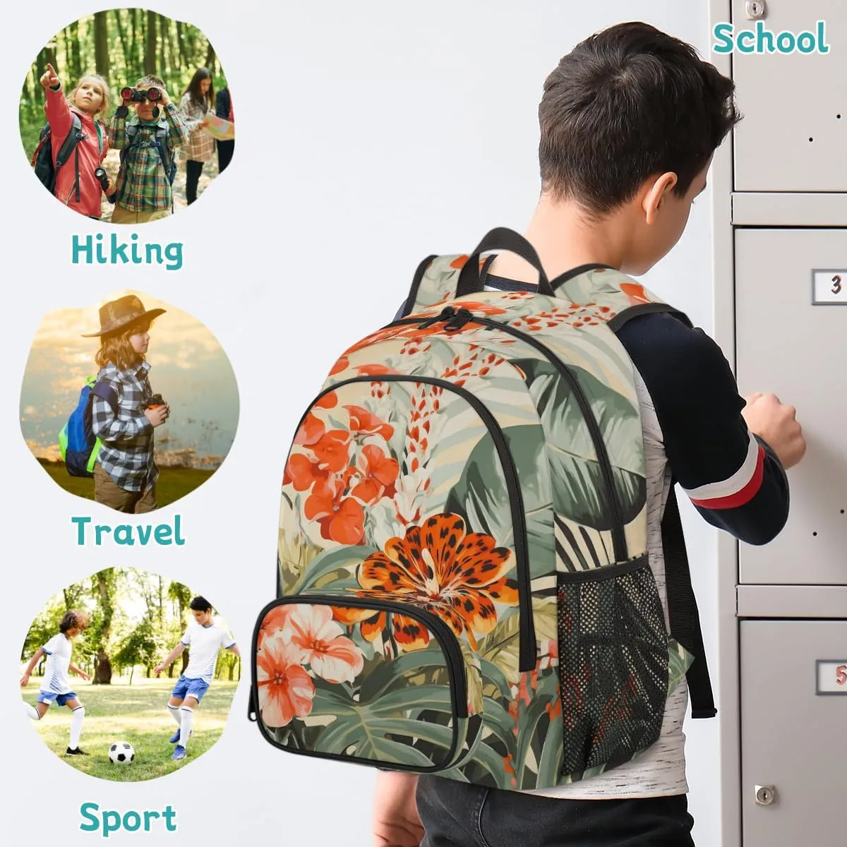 Green Tropical Leaf Carry on Travel Backpack for Women Men Water resistant Lightweight Rucksack Backpack for Weekender Casual Work Hiking Tropical Leaves