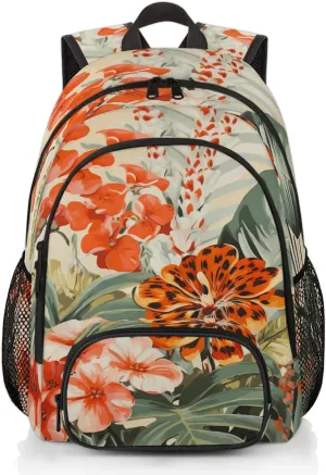 Green Tropical Leaf Carry on Travel Backpack for Women Men Water resistant Lightweight Rucksack Backpack for Weekender Casual Work Hiking Tropical Leaves
