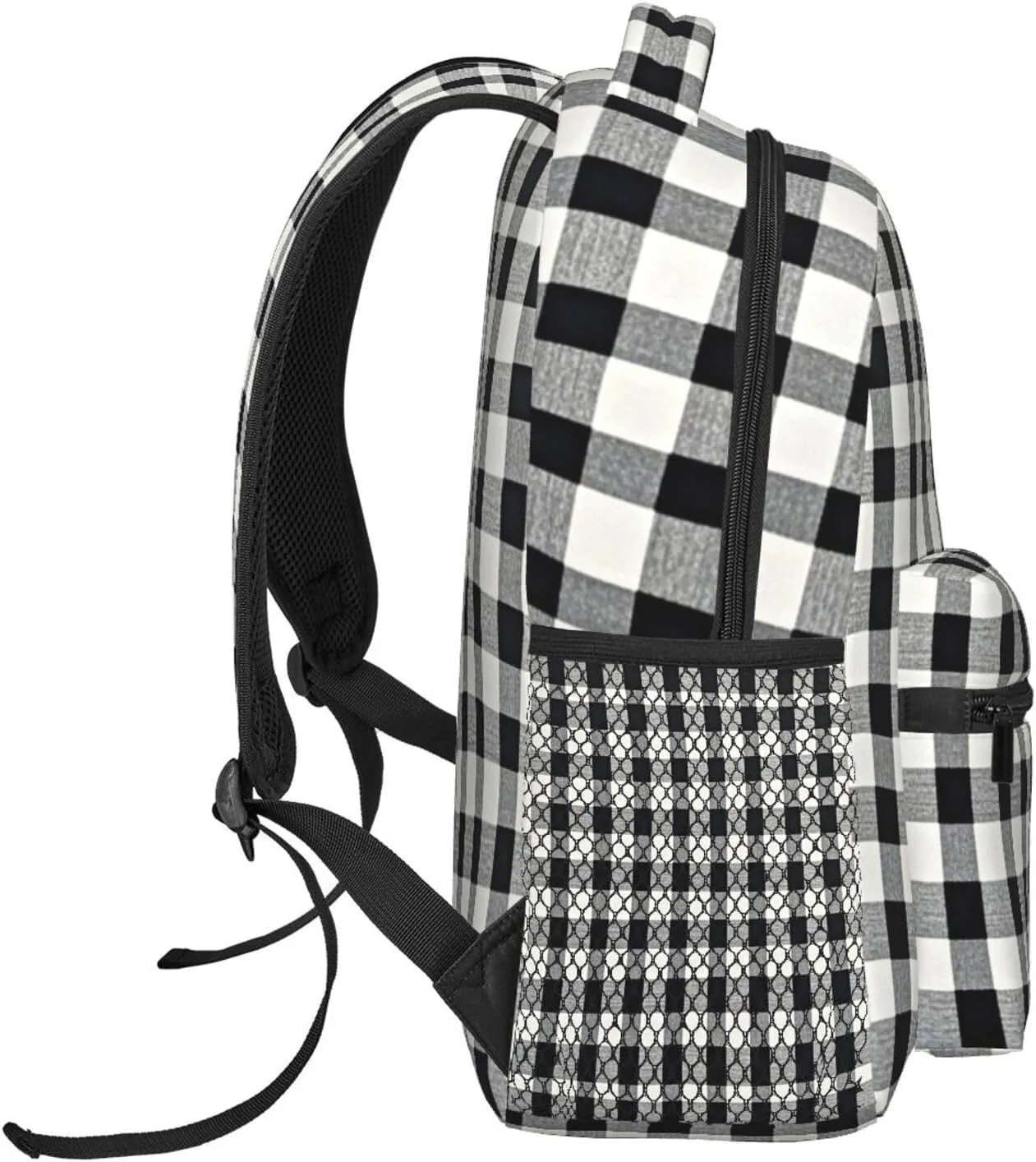 Grey Scottish Tartan Plaid Grid Art Shoulder Book Bags Polyester Multipurpose Anti-Theft Carry On Bag Large Capacity Travel Hiking & Camping Rucksack