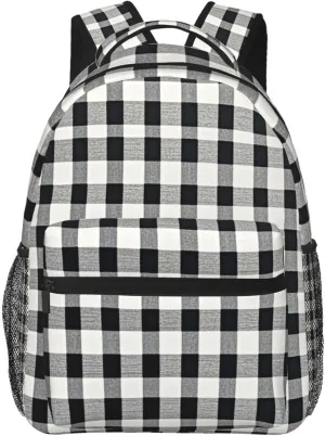 Grey Scottish Tartan Plaid Grid Art Shoulder Book Bags Polyester Multipurpose Anti-Theft Carry On Bag Large Capacity Travel Hiking & Camping Rucksack