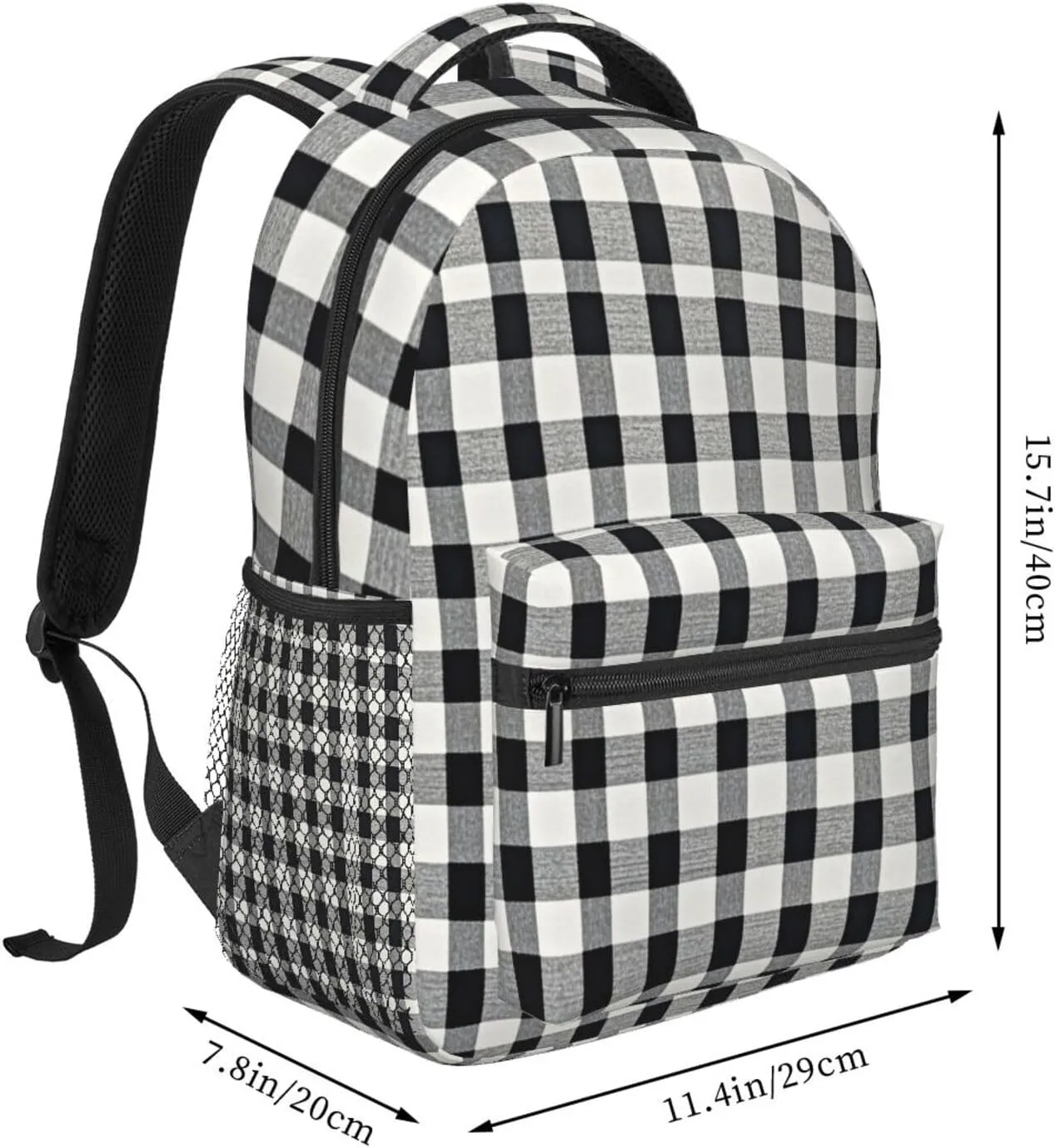 Grey Scottish Tartan Plaid Grid Art Shoulder Book Bags Polyester Multipurpose Anti-Theft Carry On Bag Large Capacity Travel Hiking & Camping Rucksack