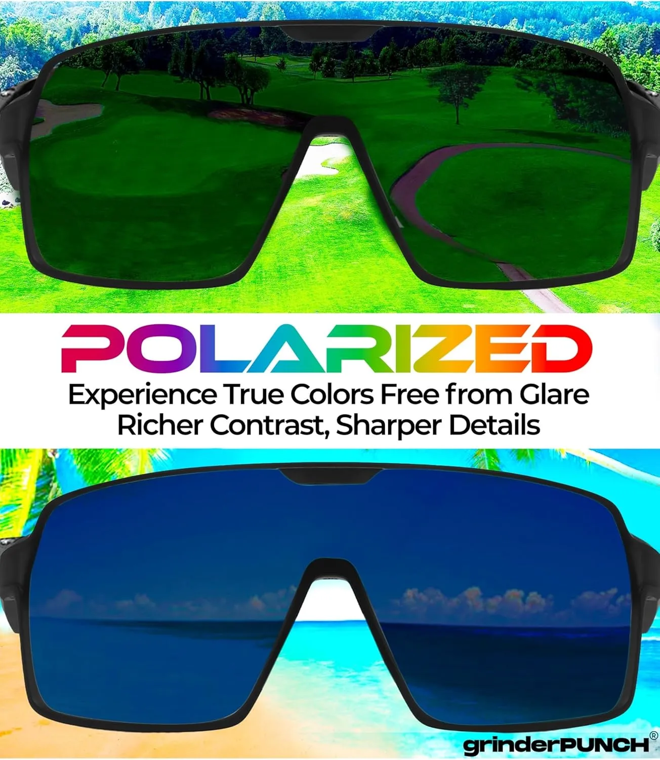 grinderPUNCH Baseball, Pickleball, Running, Hiking & Cycling Polarized Sport Sunglasses for Men & Women with UV Protection