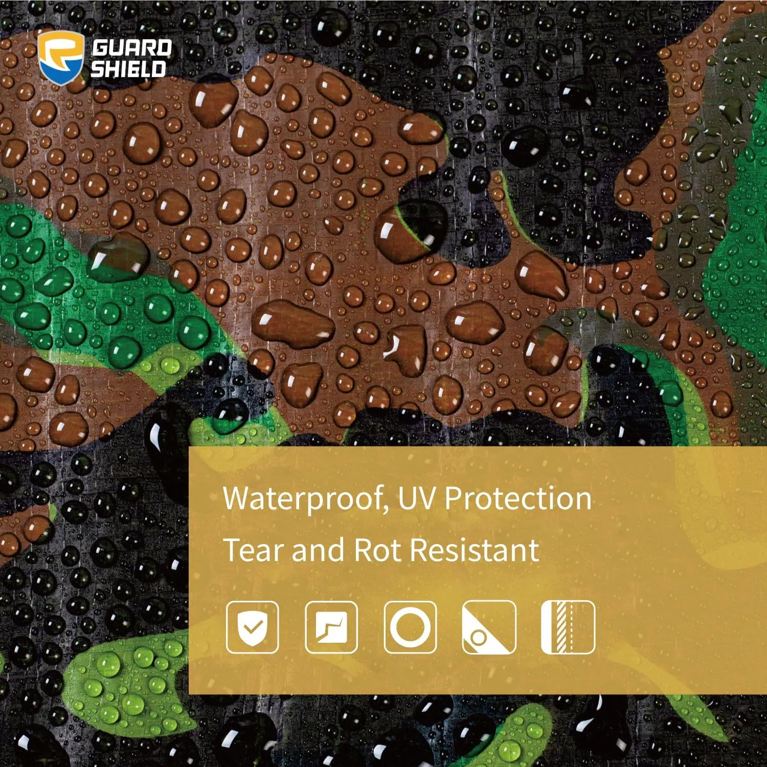 GUARD SHIELD Lightweight Camo Tarp Camouflage Tarps Waterproof 12x16 Feet Poly Cover 6mil