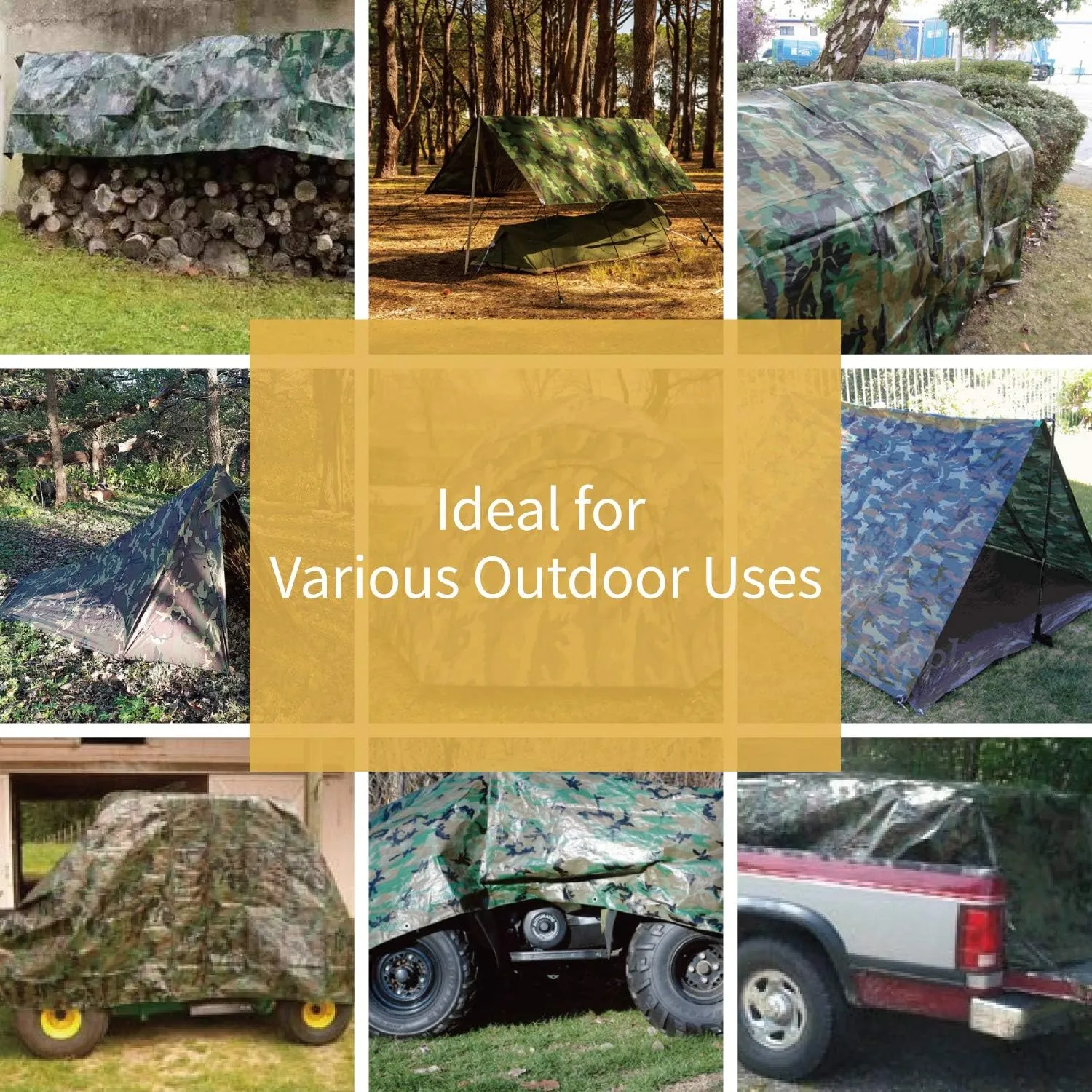 GUARD SHIELD Lightweight Camo Tarp Camouflage Tarps Waterproof 12x16 Feet Poly Cover 6mil