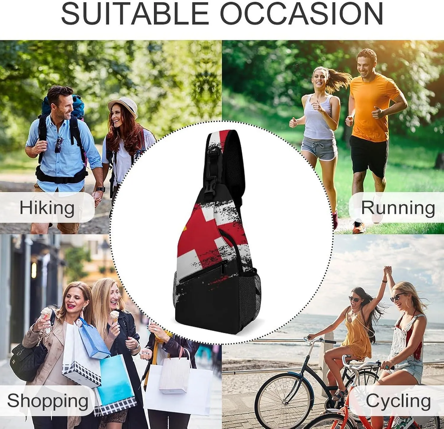 Guyana Flag Patriotic Sling Bag Crossbody Chest Bag Shoulder Bag For Travel Hiking Cycling Camping