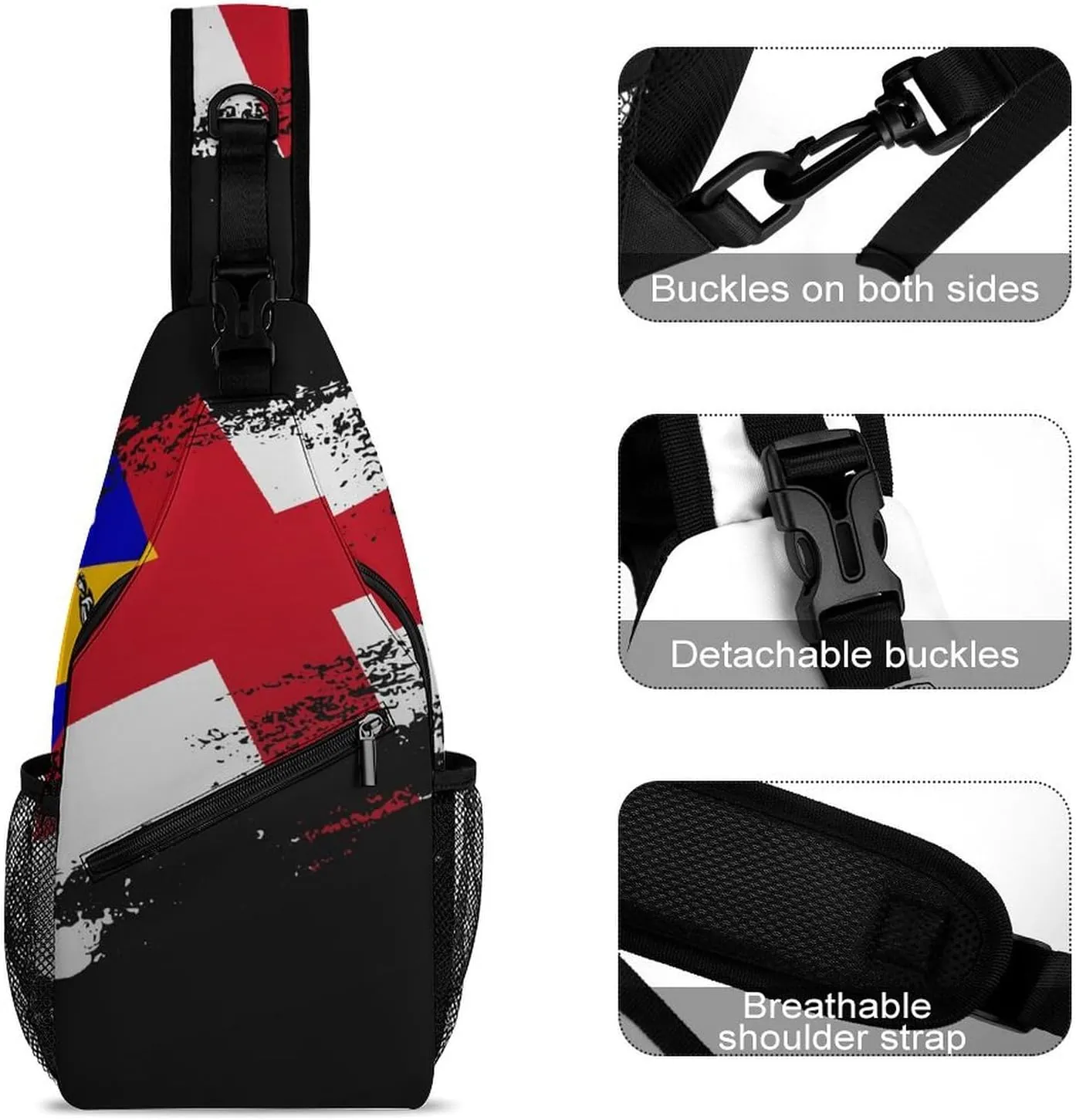 Guyana Flag Patriotic Sling Bag Crossbody Chest Bag Shoulder Bag For Travel Hiking Cycling Camping