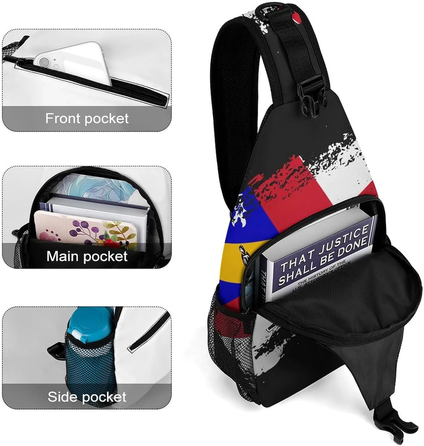Guyana Flag Patriotic Sling Bag Crossbody Chest Bag Shoulder Bag For Travel Hiking Cycling Camping