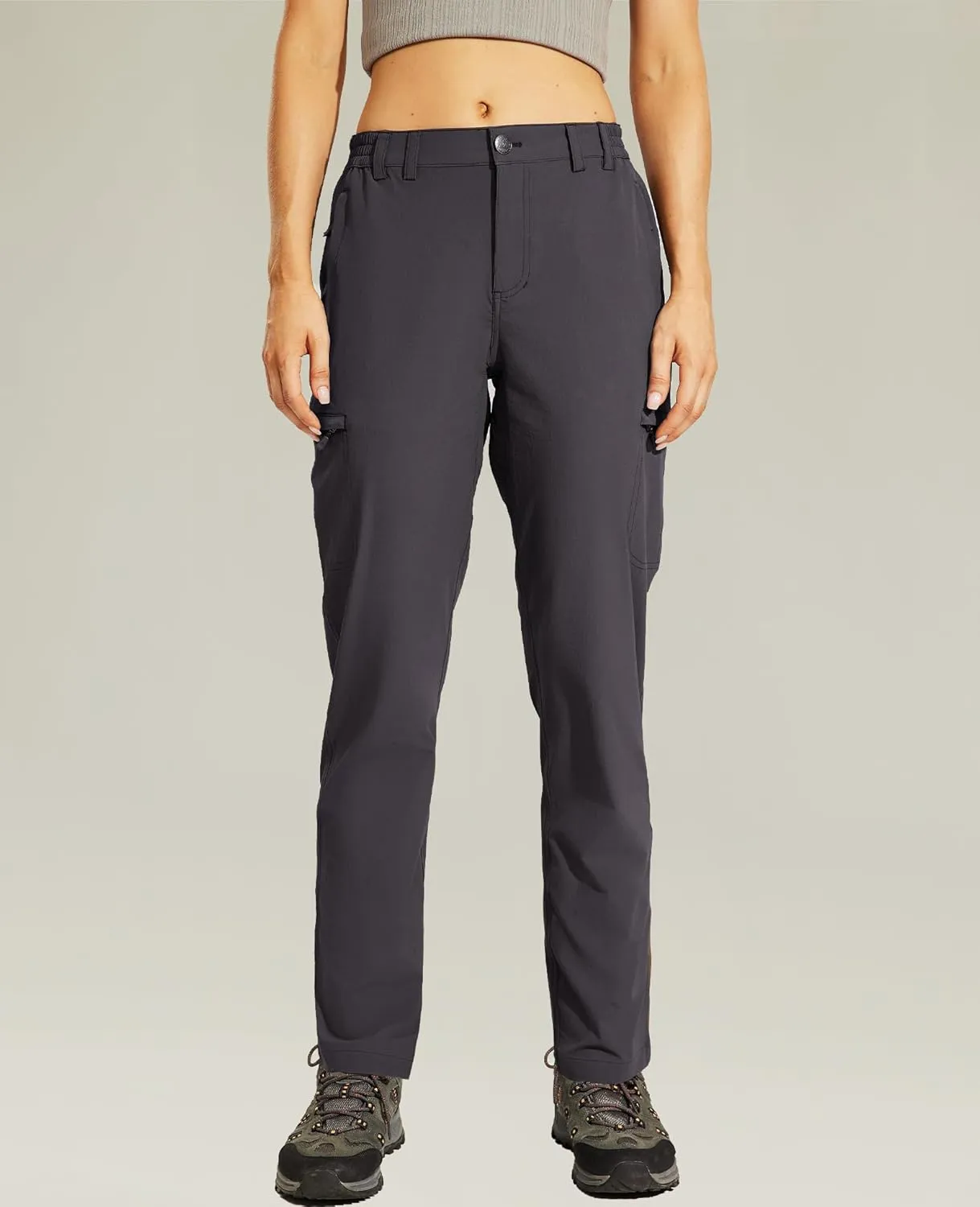 Haimont Women's Hiking Cargo Pants Quick Dry Lightweight Ripstop Stretch Nylon Travel Pants with Zip Pockets Water Repellent