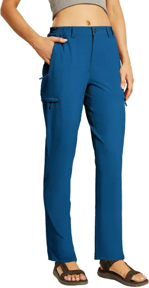 Haimont Women's Hiking Cargo Pants Quick Dry Lightweight Ripstop Stretch Nylon Travel Pants with Zip Pockets Water Repellent