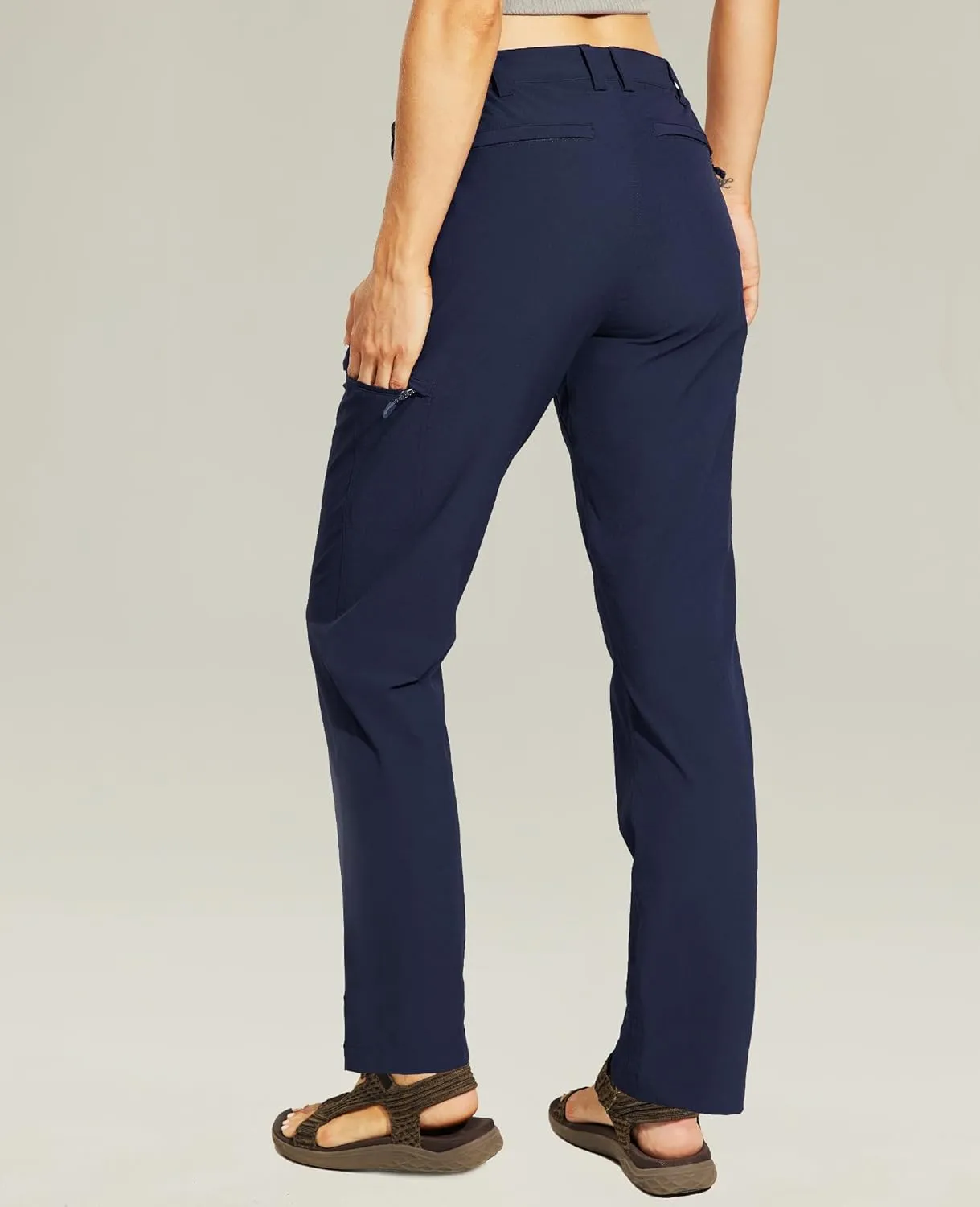 Haimont Women's Hiking Cargo Pants Quick Dry Lightweight Ripstop Stretch Nylon Travel Pants with Zip Pockets Water Repellent