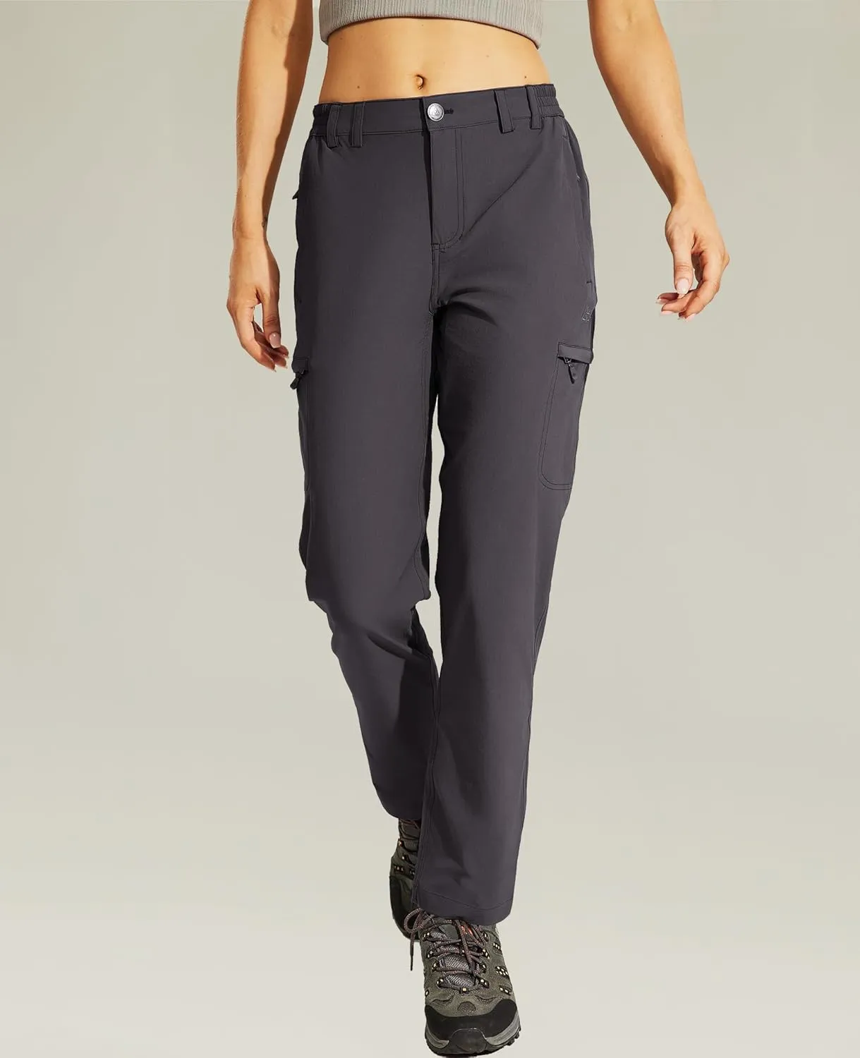 Haimont Women's Hiking Cargo Pants Quick Dry Lightweight Ripstop Stretch Nylon Travel Pants with Zip Pockets Water Repellent
