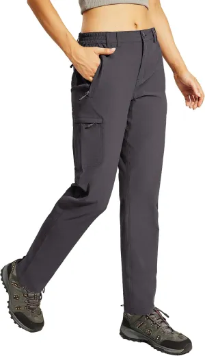 Haimont Women's Hiking Cargo Pants Quick Dry Lightweight Ripstop Stretch Nylon Travel Pants with Zip Pockets Water Repellent