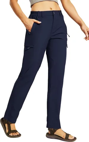 Haimont Women's Hiking Cargo Pants Quick Dry Lightweight Ripstop Stretch Nylon Travel Pants with Zip Pockets Water Repellent