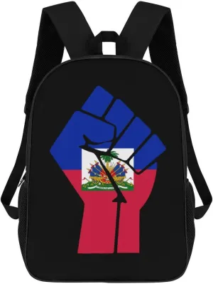 Haiti Flag Resist 17 Inch Travel Backpack Casual Daypacks Computer Shoulder Bag for Work Shopping Unisex