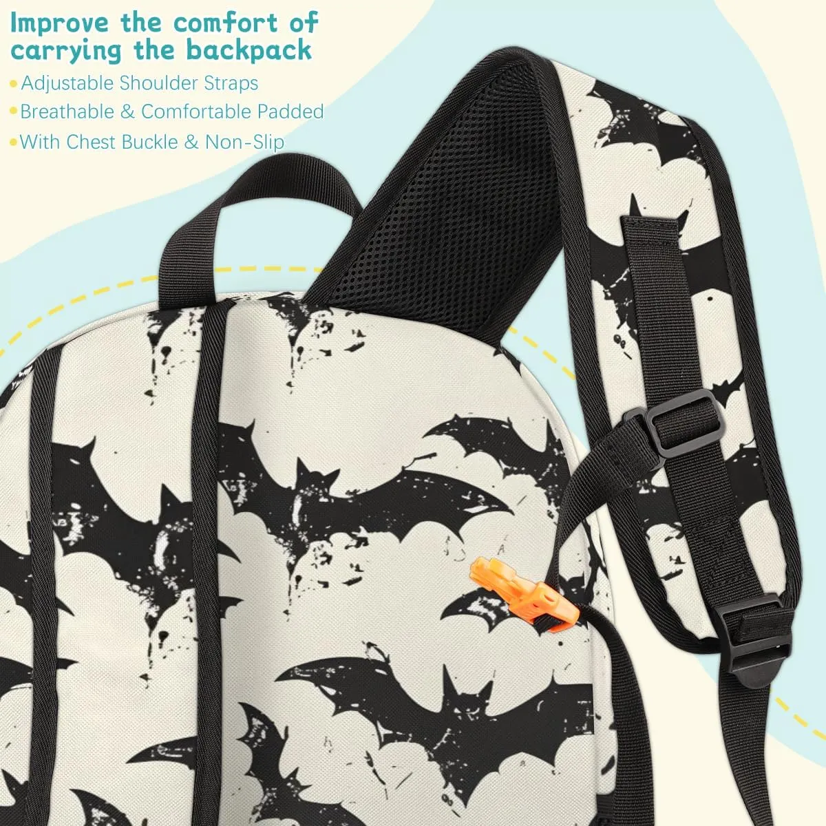 Halloween Bats Carry on Travel Backpack for Women Men Water resistant Lightweight Rucksack Backpack for Weekender Casual Work Hiking Black White Scary