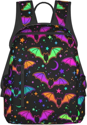 Halloween goth Bat Gothic moon star Big Capacity Backpck Carry-On Bag Multipurpose Business Computer Bag Casual Backpack for Gym, Picnic, Walking