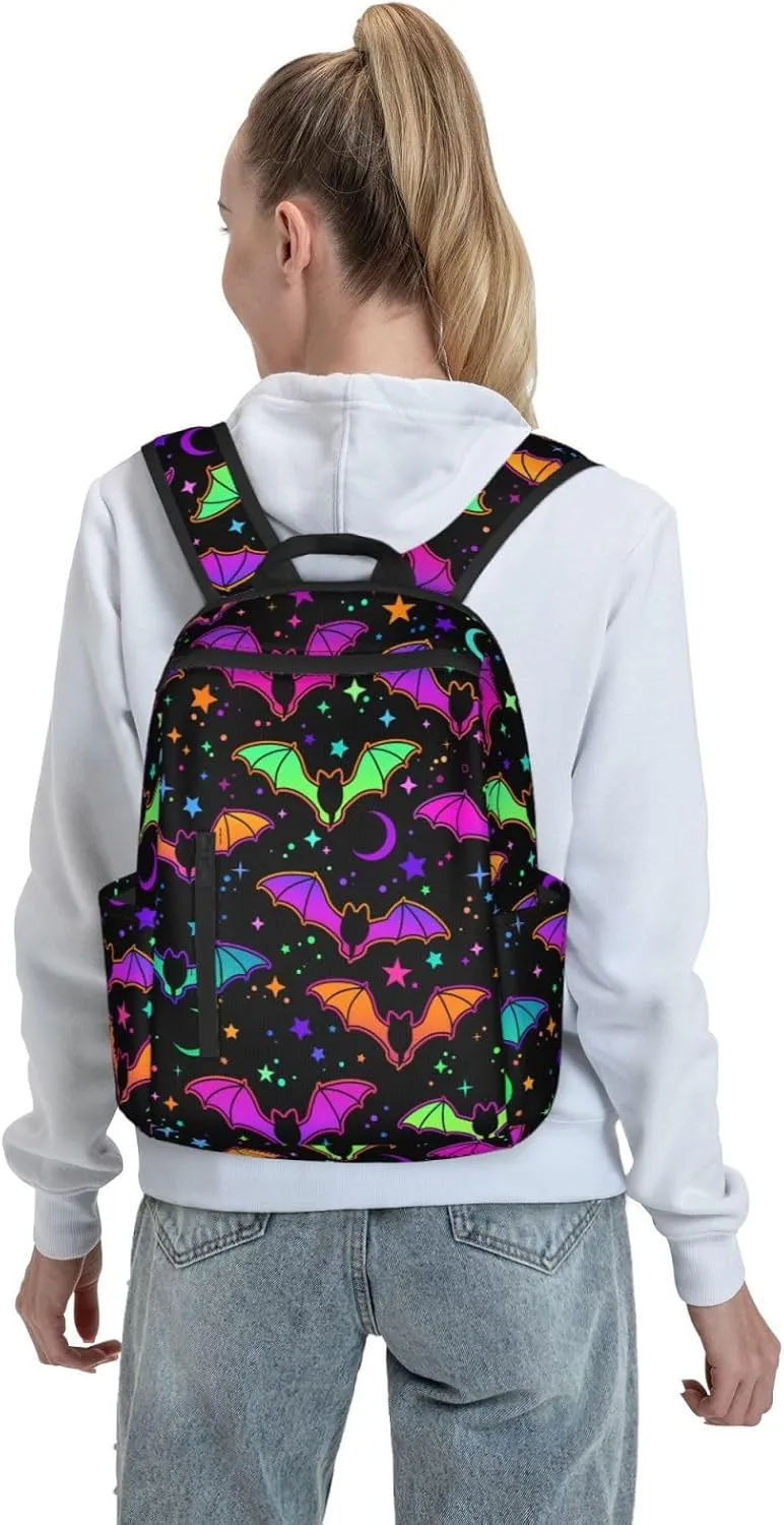Halloween goth Bat Gothic moon star Big Capacity Backpck Carry-On Bag Multipurpose Business Computer Bag Casual Backpack for Gym, Picnic, Walking