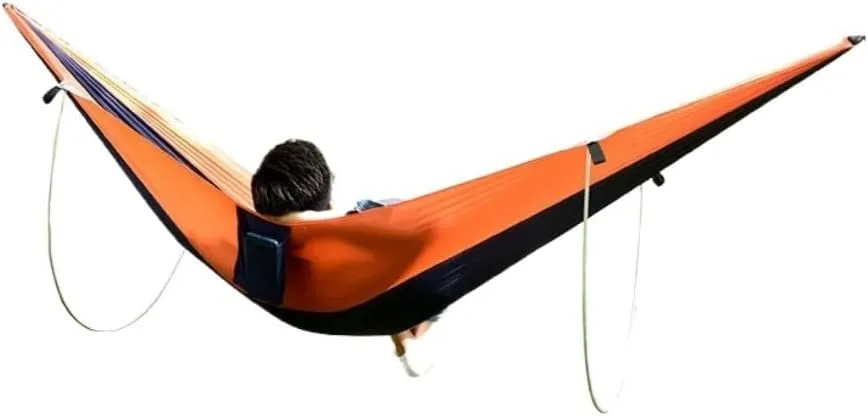 Hammock Anti-Rollover Pole Hammock Outdoor Camping Single Double Enlarged Thickened Parachute Cloth Camping Hammock Hammocks for Outside(Orange,B)