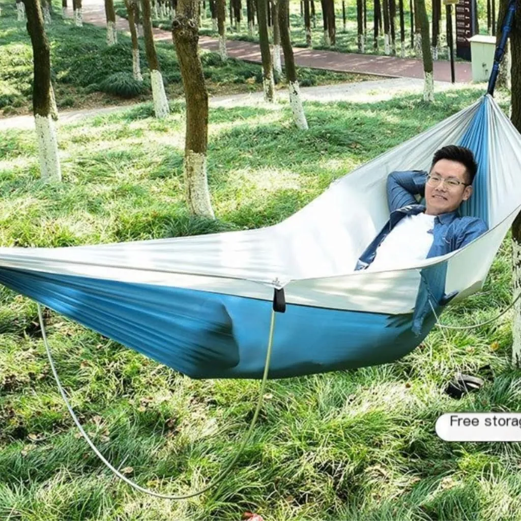 Hammock Anti-Rollover Pole Hammock Outdoor Camping Single Double Enlarged Thickened Parachute Cloth Camping Hammock Hammocks for Outside(Orange,B)