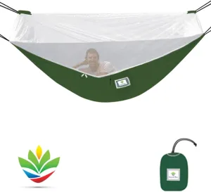 Hammock Bliss Mosquito Free Hammock Bliss – Camping Hammock with Bug Screen Mossy Netting Canopy - Integrated Suspension 100' / 250 cm Rope Per Side - Make Hammock Camping A Bug Free Experience