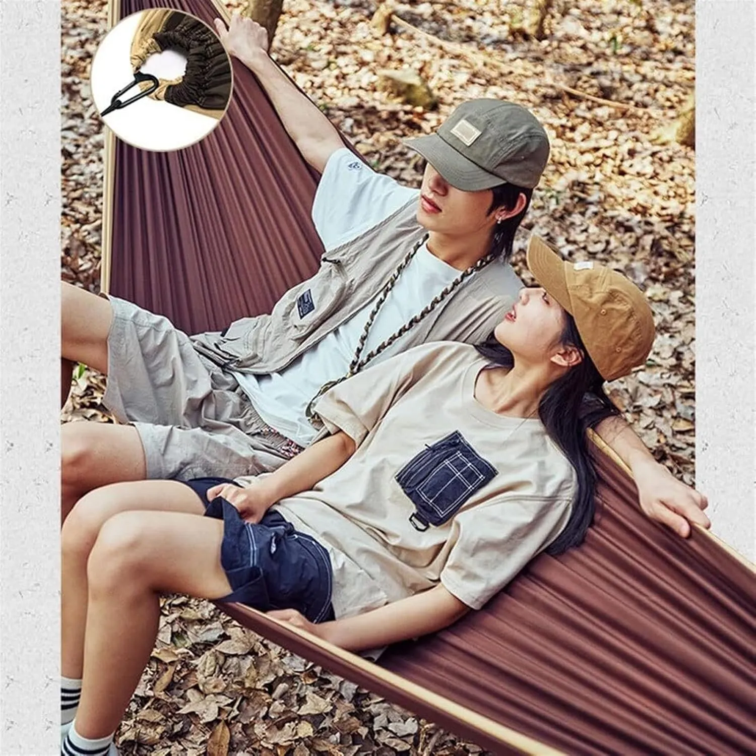 Hammock Camping Essentials, 290x180 Cm Lightweight Portable Double & Single Hammock with Tree Straps, Camping Gear for Outside Portable Hammock
