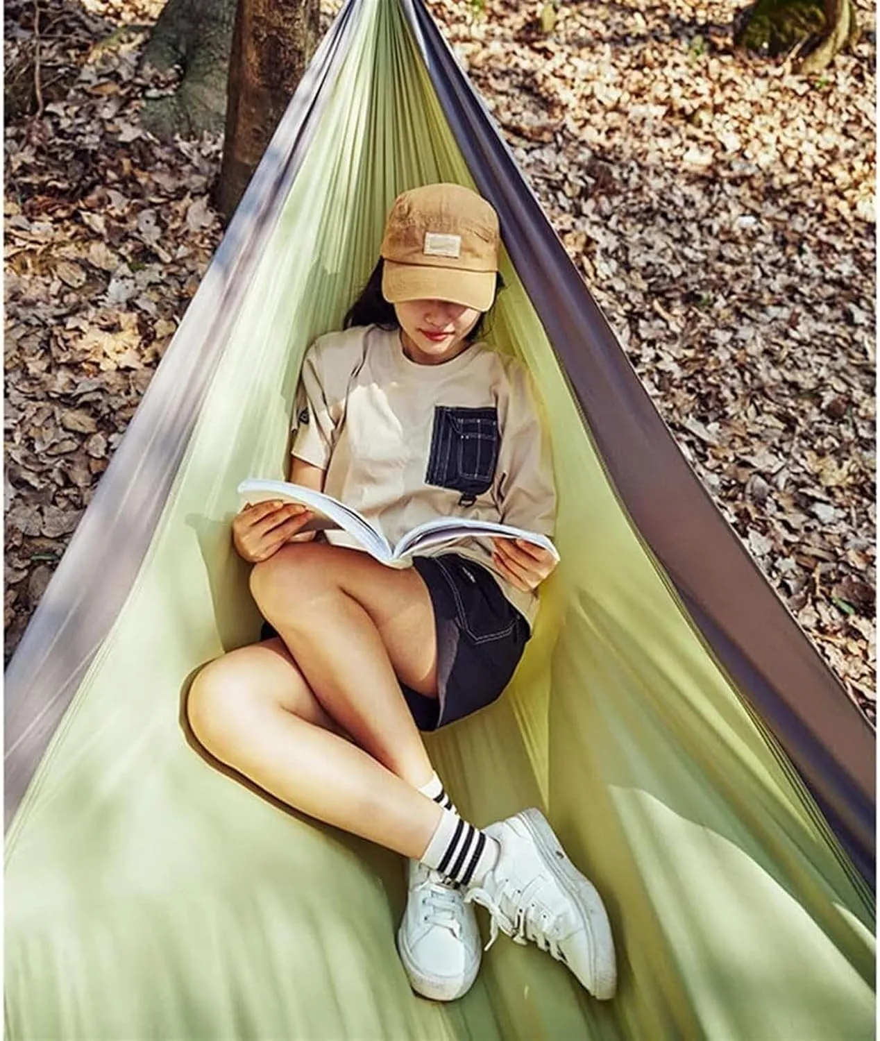 Hammock Camping Essentials, 290x180 Cm Lightweight Portable Double & Single Hammock with Tree Straps, Camping Gear for Outside Portable Hammock