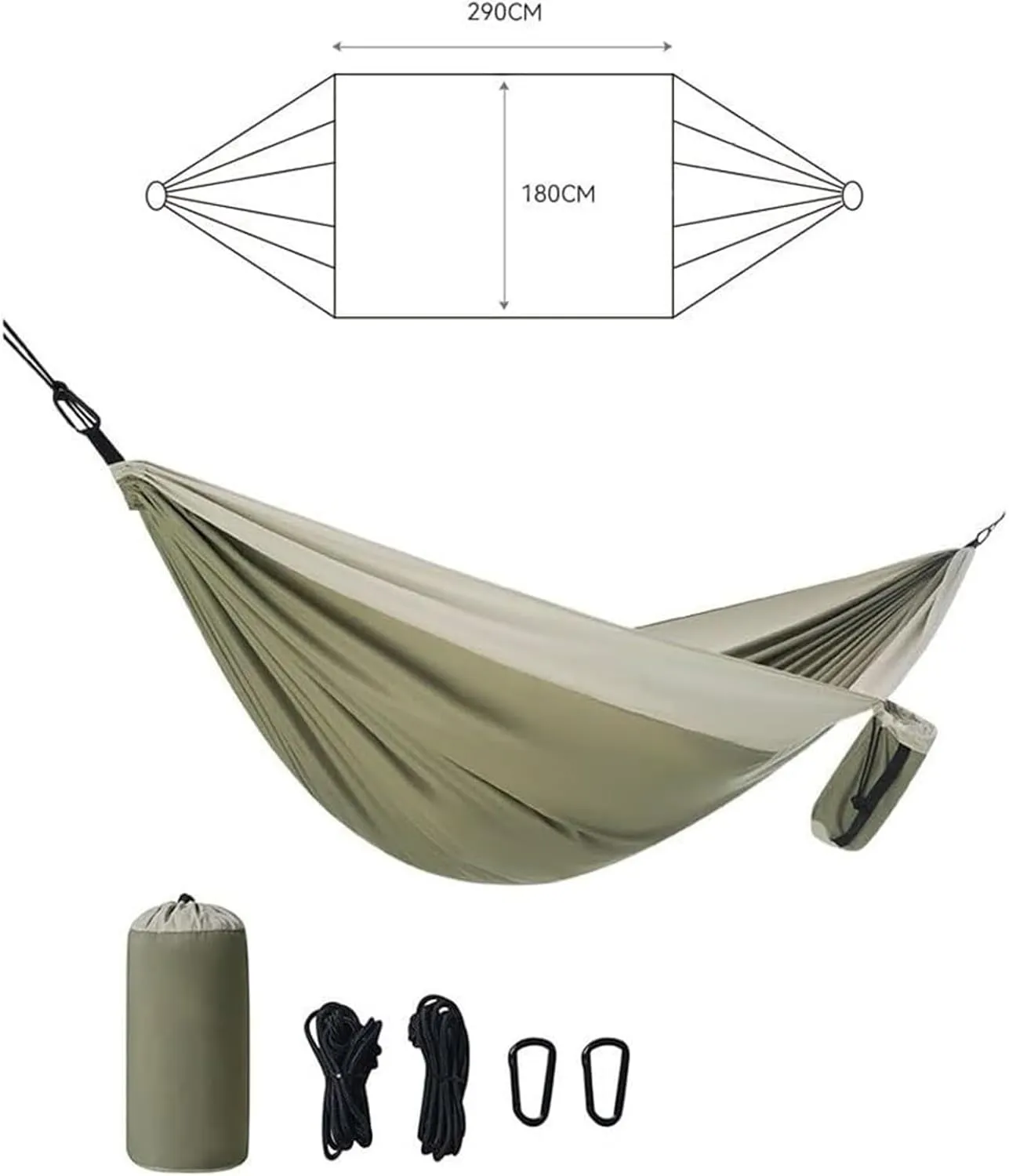 Hammock Camping Essentials, 290x180 Cm Lightweight Portable Double & Single Hammock with Tree Straps, Camping Gear for Outside Portable Hammock