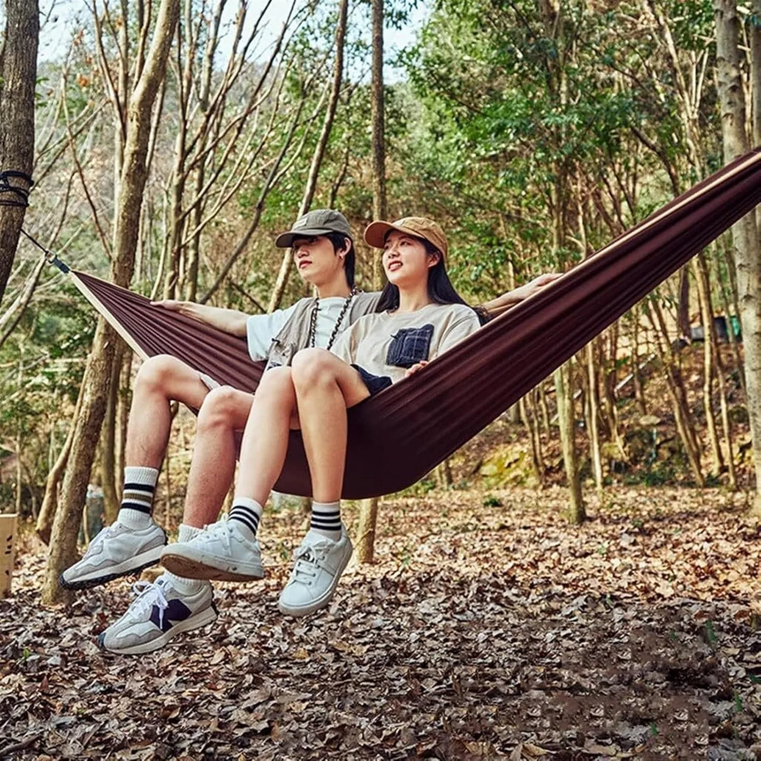 Hammock Camping Essentials, 290x180 Cm Lightweight Portable Double & Single Hammock with Tree Straps, Camping Gear for Outside Portable Hammock