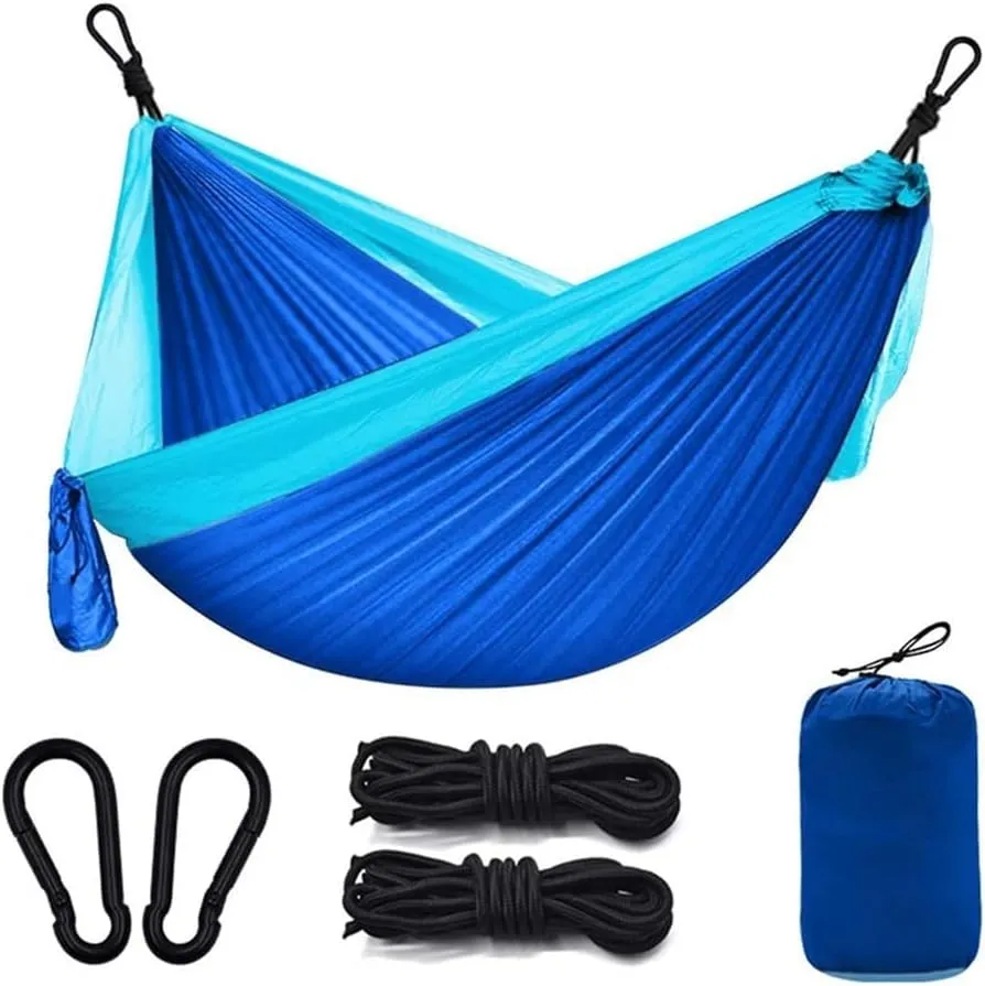 Hammock Camping Hammock,Nylon Hammock Swing - Outdoor Travel Portable Hammock,Durable Lightweight Parachute Nylon Hammocks Outdoor Hammock (Color : Blue) (Blue)