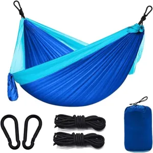 Hammock Camping Hammock,Nylon Hammock Swing - Outdoor Travel Portable Hammock,Durable Lightweight Parachute Nylon Hammocks Outdoor Hammock (Color : Blue) (Blue)