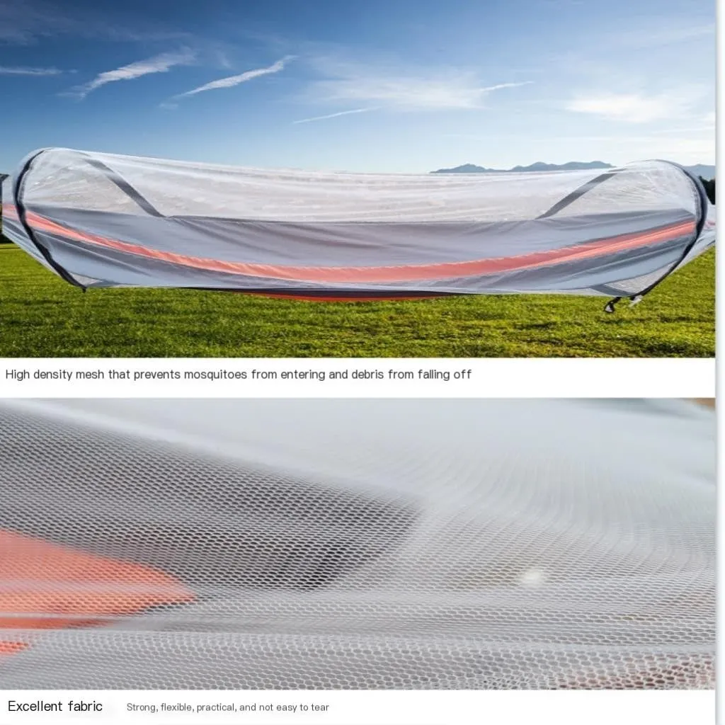 Hammock Double Automatic Mosquito Net, Anti-Rollover Hammock, Parachute, Bunis Spinning Camping Leisure Double Hanging Chair Hammock Outdoor(Blue)
