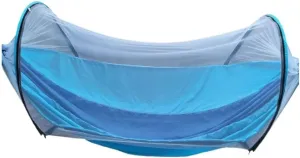 Hammock Double Automatic Mosquito Net, Anti-Rollover Hammock, Parachute, Bunis Spinning Camping Leisure Double Hanging Chair Hammock Outdoor(Blue)