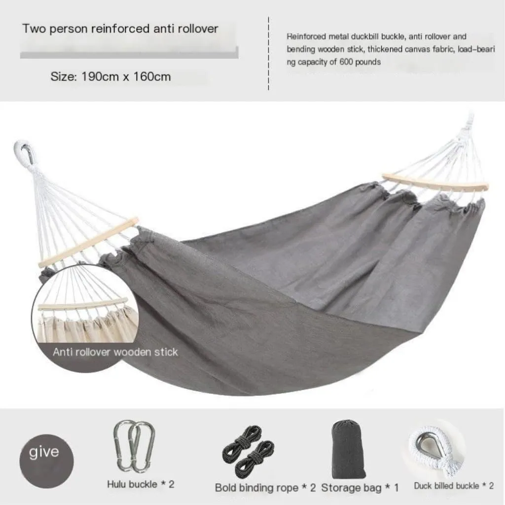 Hammock Double Beige Hammock Outdoor Swing Summer Camping W Anti-Rollover Home Indoor Single Double Adult Dormitory Hammock Outdoor(Brown,D)