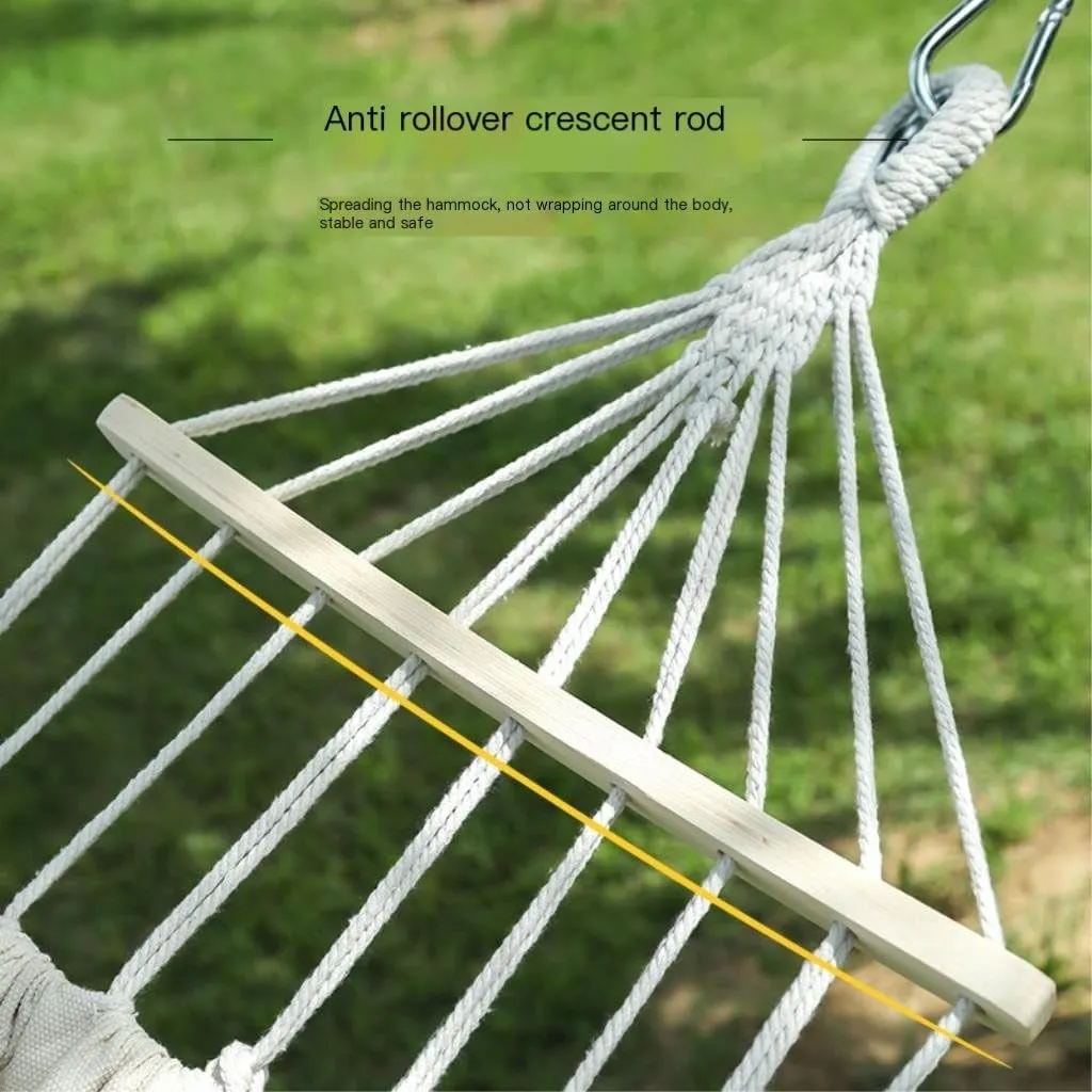 Hammock Double Beige Hammock Outdoor Swing Summer Camping W Anti-Rollover Home Indoor Single Double Adult Dormitory Hammock Outdoor(Brown,D)