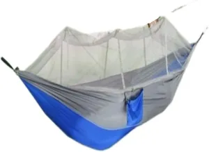 Hammock Double Camping Hammock Outdoor Camping Portable Single Parachute Cloth Three-Color Belt Anti-Mosquito Hammock Hammock Outdoor(D)