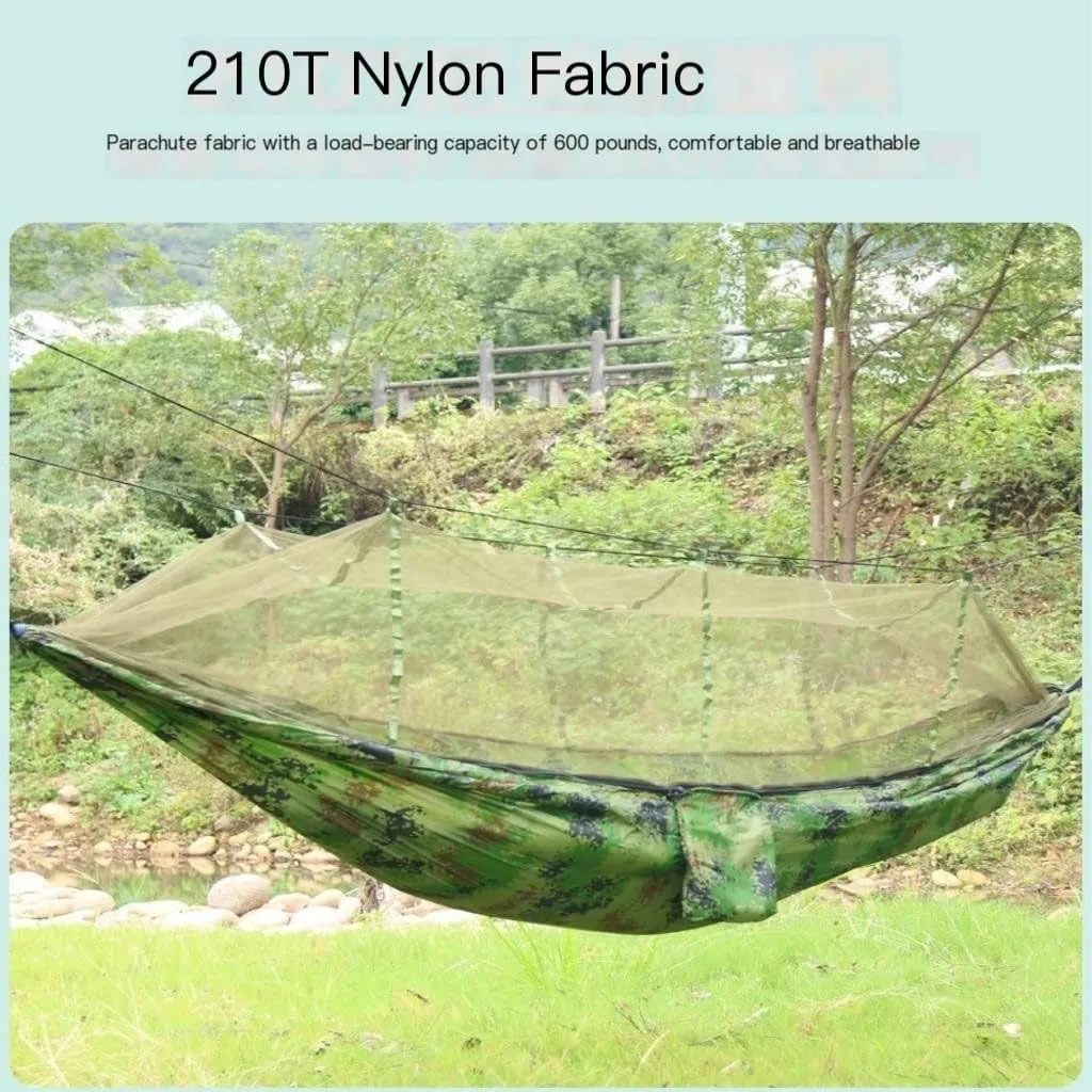 Hammock Double Camping Hammock Outdoor Camping Portable Single Parachute Cloth Three-Color Belt Anti-Mosquito Hammock Hammock Outdoor(E)