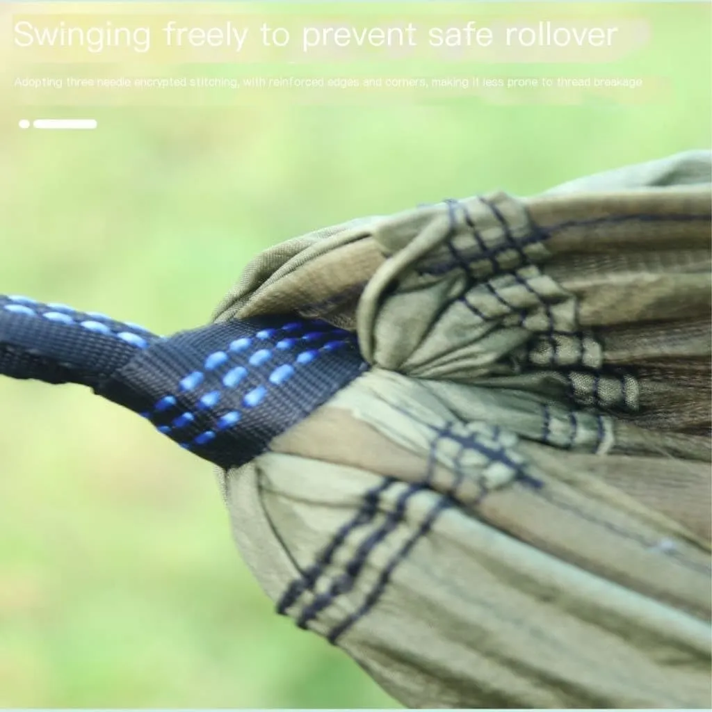 Hammock Double Camping Hammock Outdoor Camping Portable Single Parachute Cloth Three-Color Belt Anti-Mosquito Hammock Hammock Outdoor(E)