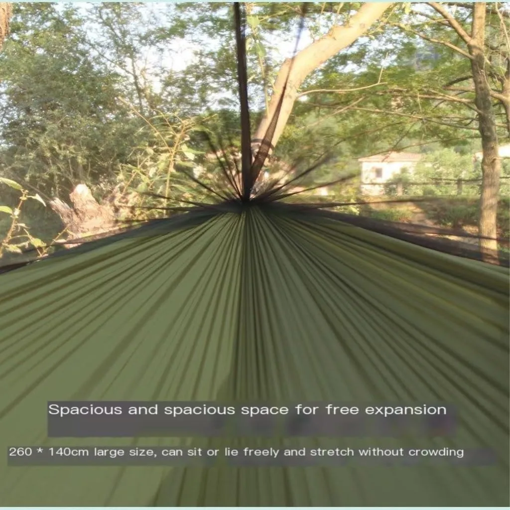 Hammock Double Camping Hammock Outdoor Camping Portable Single Parachute Cloth Three-Color Belt Anti-Mosquito Hammock Hammock Outdoor(E)