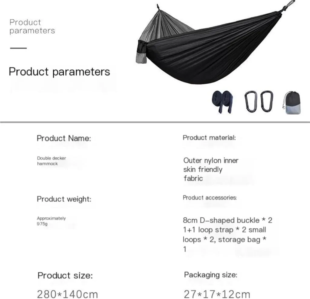 Hammock Double Canopy Mosquito Net Hammock Set Tent Parachute Cloth Camping Automatic Anti-Mosquito Mosquito Net Hammock Hammock Outdoor(D)