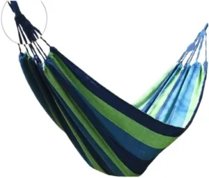 Hammock Double Colorful Striped Outdoor Hammocks, Enjoy Relaxing Time Hammock Outdoor(Blue)
