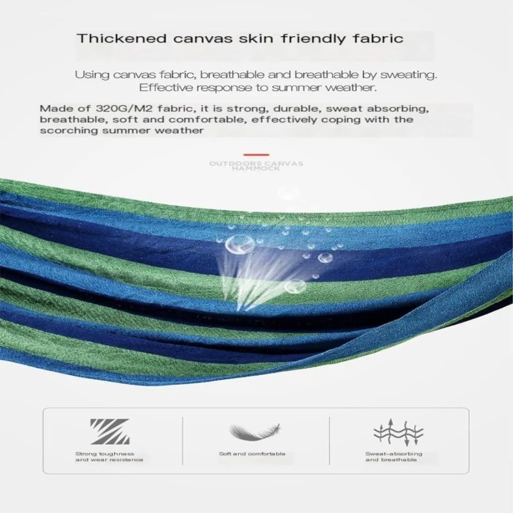 Hammock Double Colorful Striped Outdoor Hammocks, Enjoy Relaxing Time Hammock Outdoor(Blue)