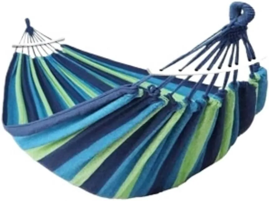 Hammock Double Colorful Striped Outdoor Hammocks, Enjoy Relaxing Time Hammock Outdoor(Blue)