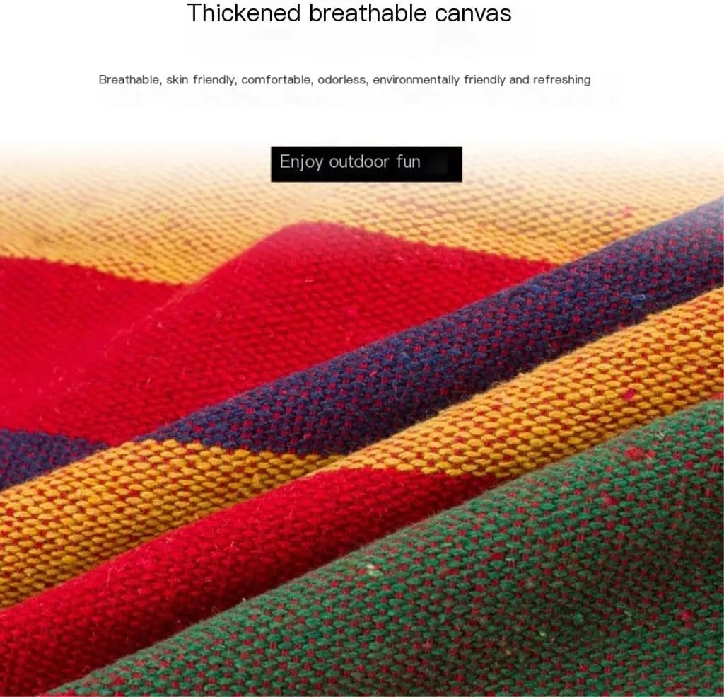 Hammock Double Colorful Striped Outdoor Hammocks, Enjoy Relaxing Time Hammock Outdoor(Blue)