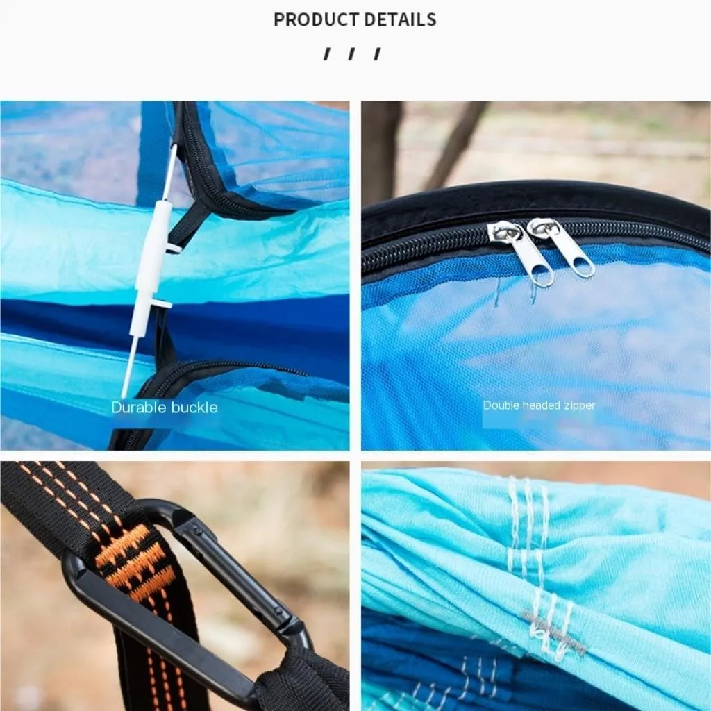 Hammock Double Hammock Automatic Quick Opening Anti-Mosquito and Anti-Rollover Double Portable Swing with Mosquito Net Hammock Outdoor(Rood)